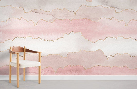 Pink Watercolor Geometric Mural Wallpaper