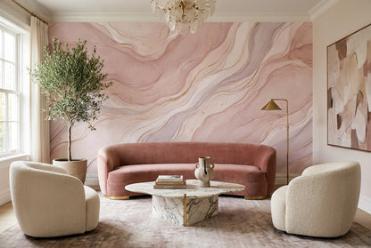 Pink Marble Wallpaper Mural room scene