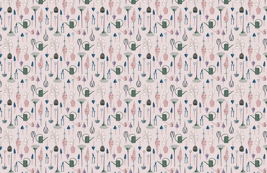 Home Decoration Wallpaper Mural Featuring Flowers and Tools
