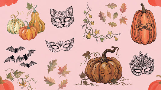 Pumpkins Masks Bats and Autumn Sprigs Halloween Wallpaper Mural - image 2