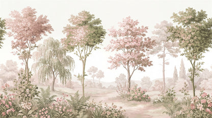Pink Willow Garden Landscape Wallpaper Mural - 2