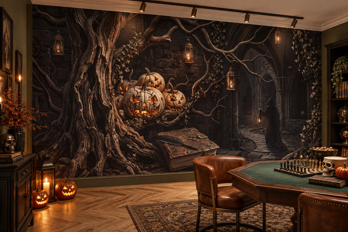 Jack O Lantern Hidden in Dark Forest Halloween Wallpaper Mural - image 3