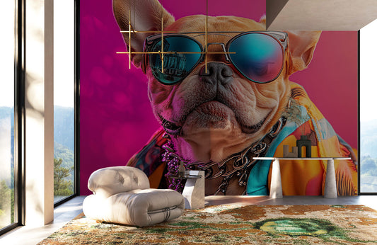 Pop Color Frenchie Vibes Mural Wallpaper