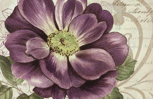 Vintage Botanical Purple Floral Mural Wallpaper