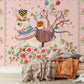 Whimsical Rabbit Floral Kids Mural Wallpaper