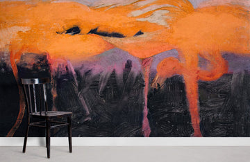 Abstract Orange Black Artistic Mural Wallpaper