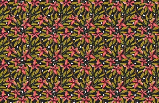 Wallpaper Mural with Petunias and Leaves for Home Decor