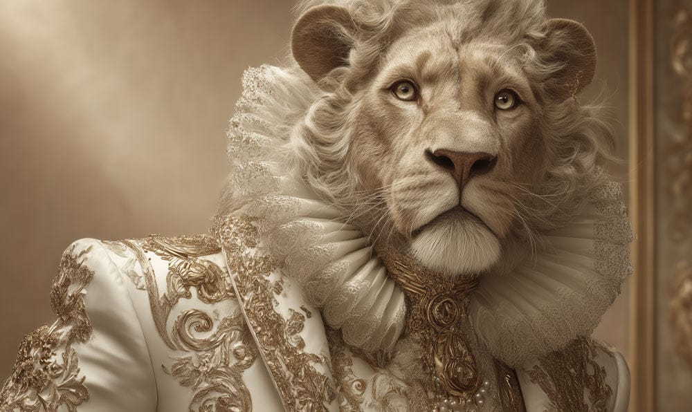 Regal Baroque Lion Portrait Mural Wallpaper