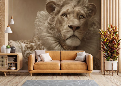 Regal Baroque Lion Portrait Mural Wallpaper