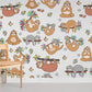 Whimsical Sloth Pattern Kids Wallpaper Mural