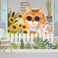 Whimsical Cat Floral Garden Wallpaper Mural