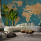 Vintage World Map Textured Mural Wallpaper