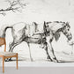 Vintage Equestrian Sketch Art Mural Wallpaper