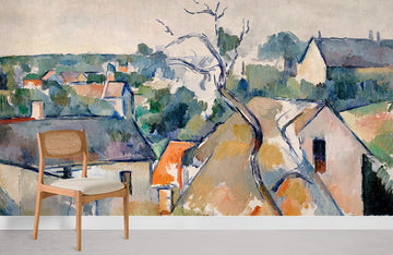 Artistic Watercolor Village Landscape Mural Wallpaper
