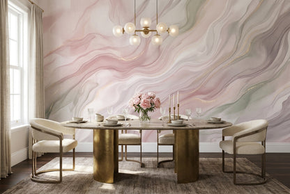 Rose Agate Waves Wallpaper Mural view 3