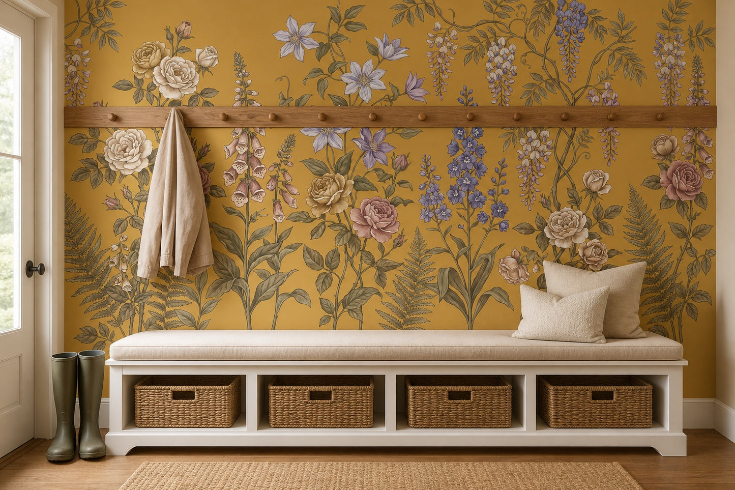 Ochre Cottage Wildflower Wallpaper Mural - 6