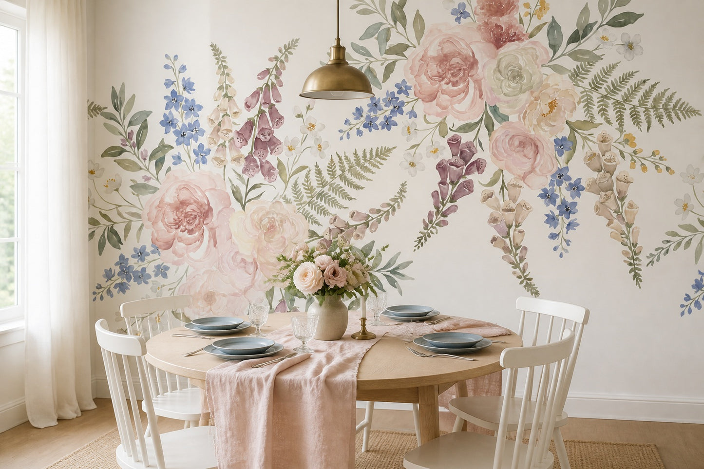 Rose Cottage Garden Border Wallpaper Mural - 3