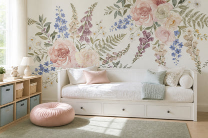 Rose Cottage Garden Border Wallpaper Mural - 5