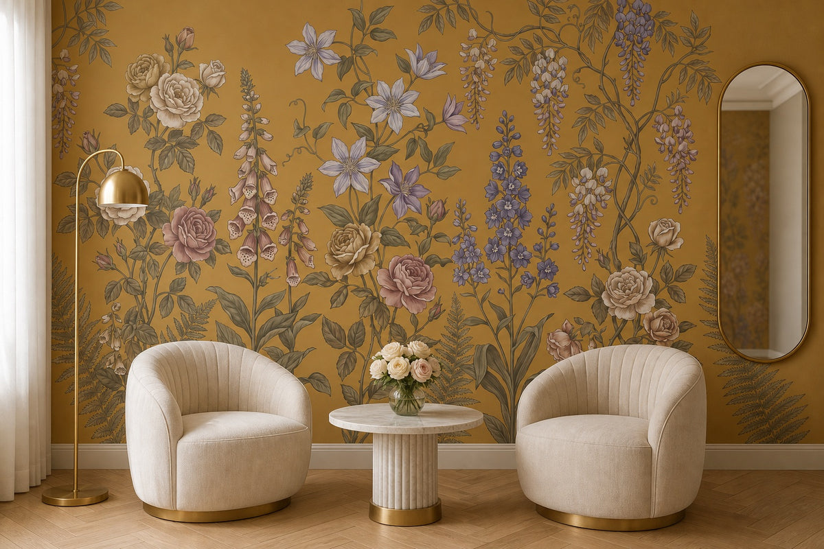 Ochre Cottage Wildflower Wallpaper Mural - 9