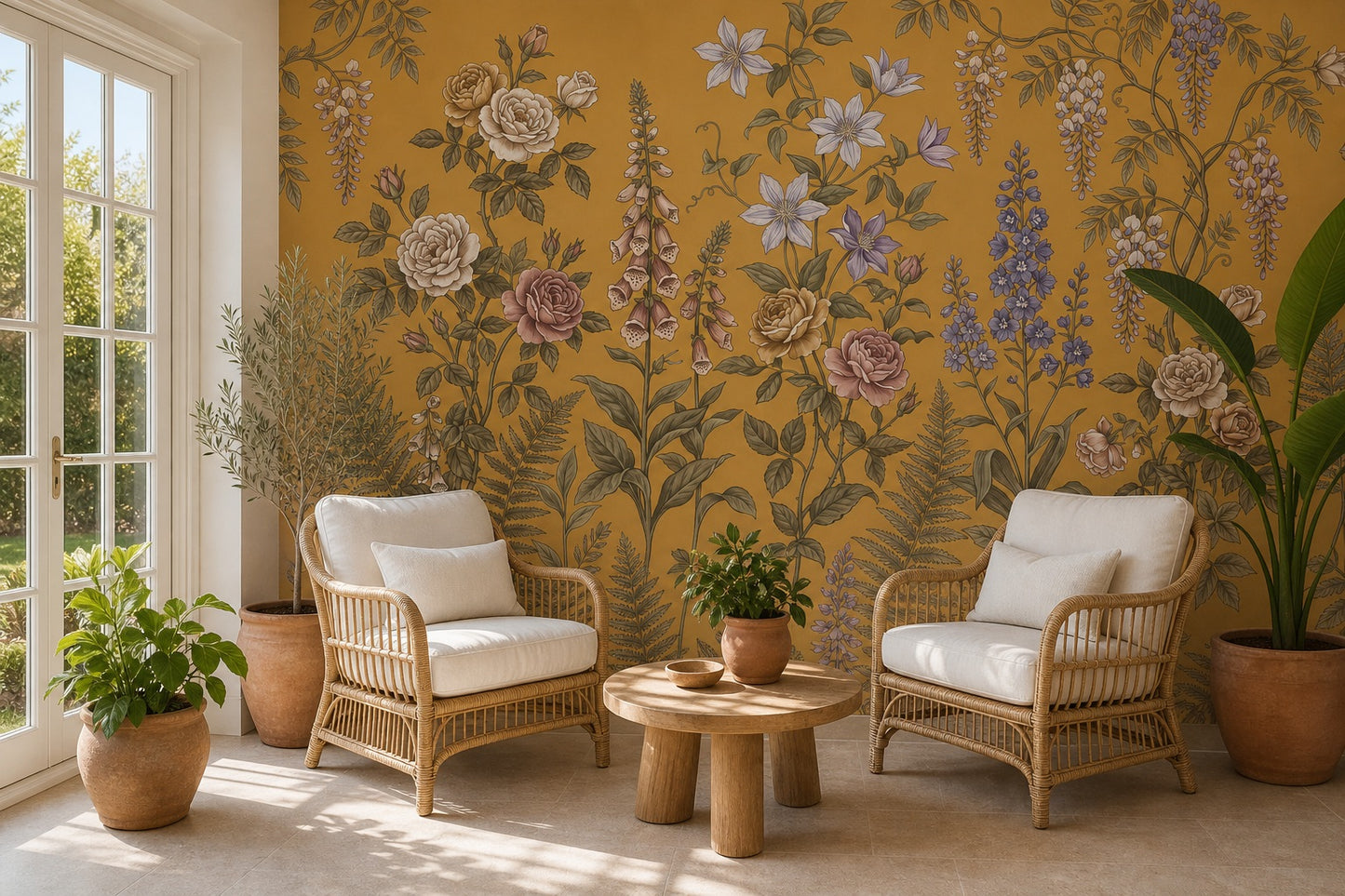 Ochre Cottage Wildflower Wallpaper Mural - 10