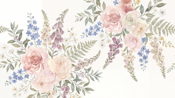 Rose Cottage Garden Border Wallpaper Mural - 6
