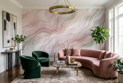 Rose Agate Waves Wallpaper Mural room scene