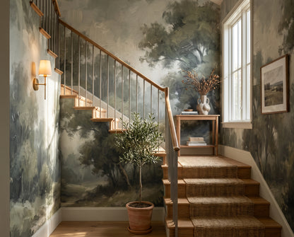 Sage Vintage Forest Wallpaper Mural