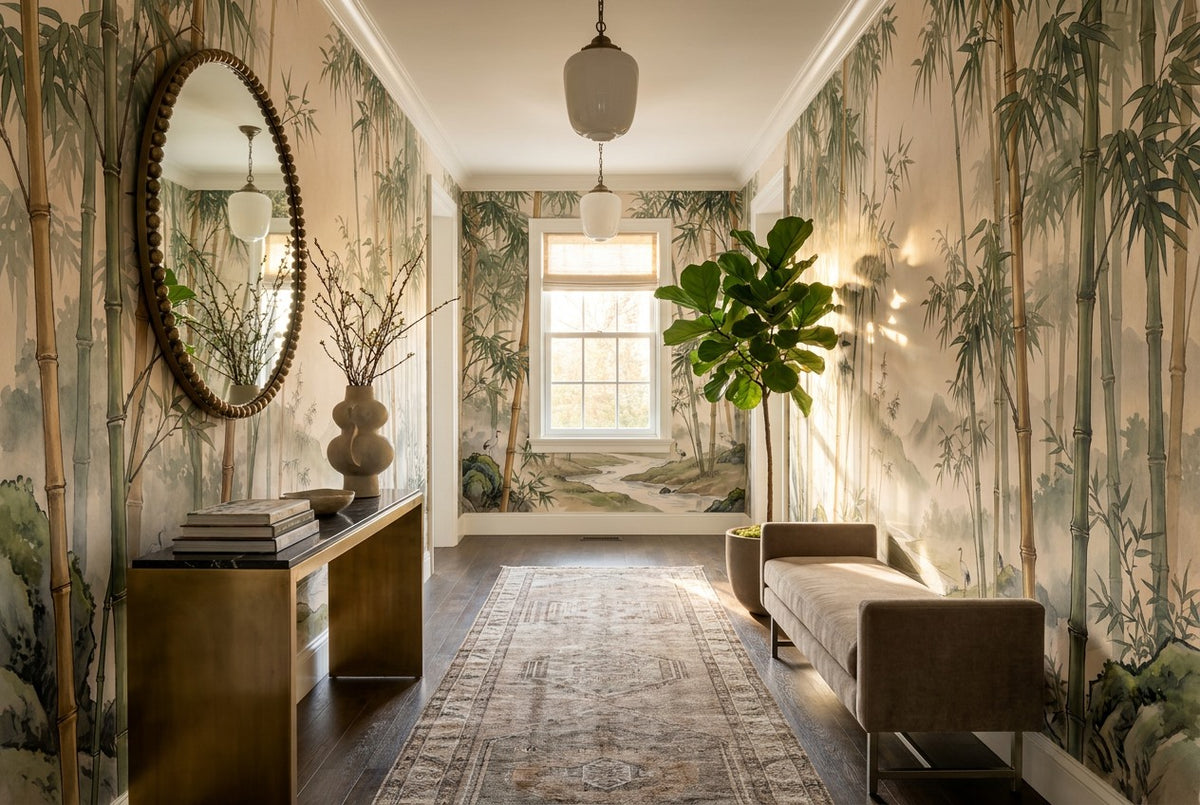 Bamboo Forest River Sage Wallpaper Mural - image 5