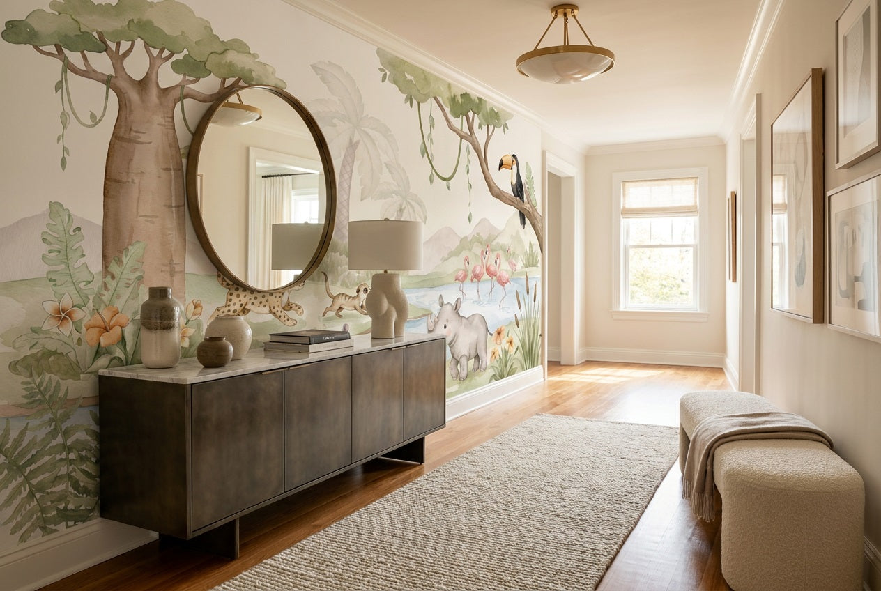 Sage Hippo Wallpaper Mural view 5