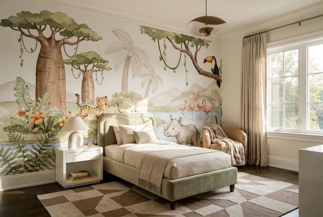 Sage Hippo Wallpaper Mural view 4