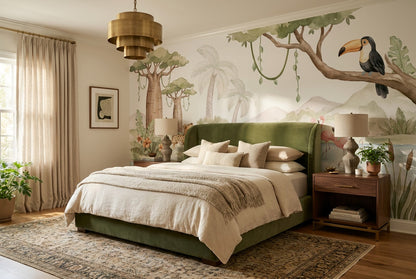Sage Hippo Wallpaper Mural room scene