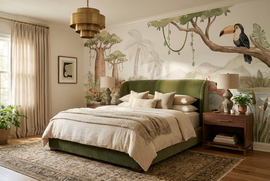 Sage Hippo Wallpaper Mural room scene