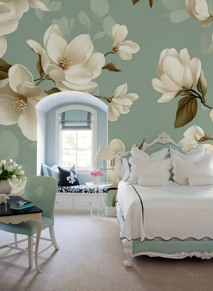 Sage Magnolia Breeze Mural Wallpaper
