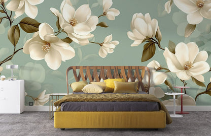 Sage Magnolia Breeze Mural Wallpaper