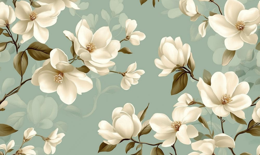 Sage Magnolia Breeze Mural Wallpaper