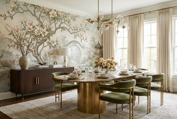 Sage Magnolia Moon Gate Chinoiserie Wallpaper Mural
