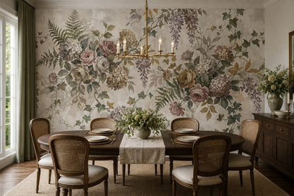 Sage Wildflower English Garden Wallpaper Mural - 3