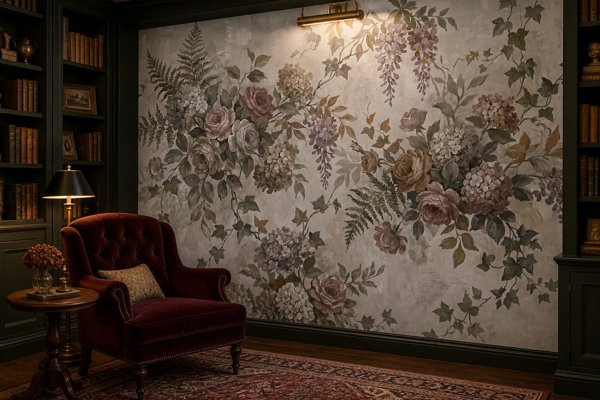Sage Wildflower English Garden Wallpaper Mural - 8