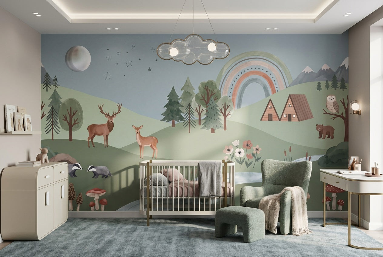 Sage Rainbow Wallpaper Mural view 5
