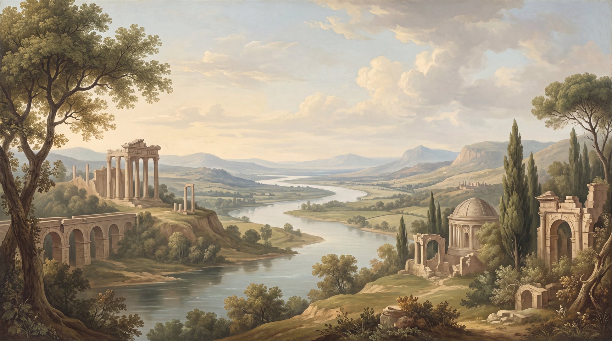 Sage River Ruins Wallpaper Mural