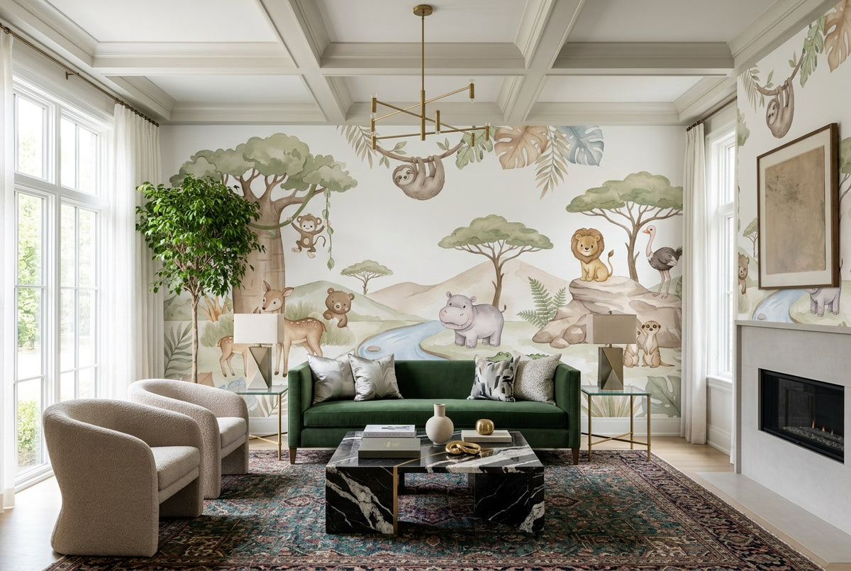 Sage Safari Wallpaper Mural view 4