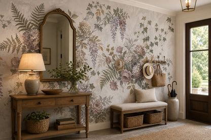 Sage Wildflower English Garden Wallpaper Mural - 9