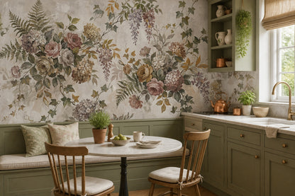 Sage Wildflower English Garden Wallpaper Mural - 5