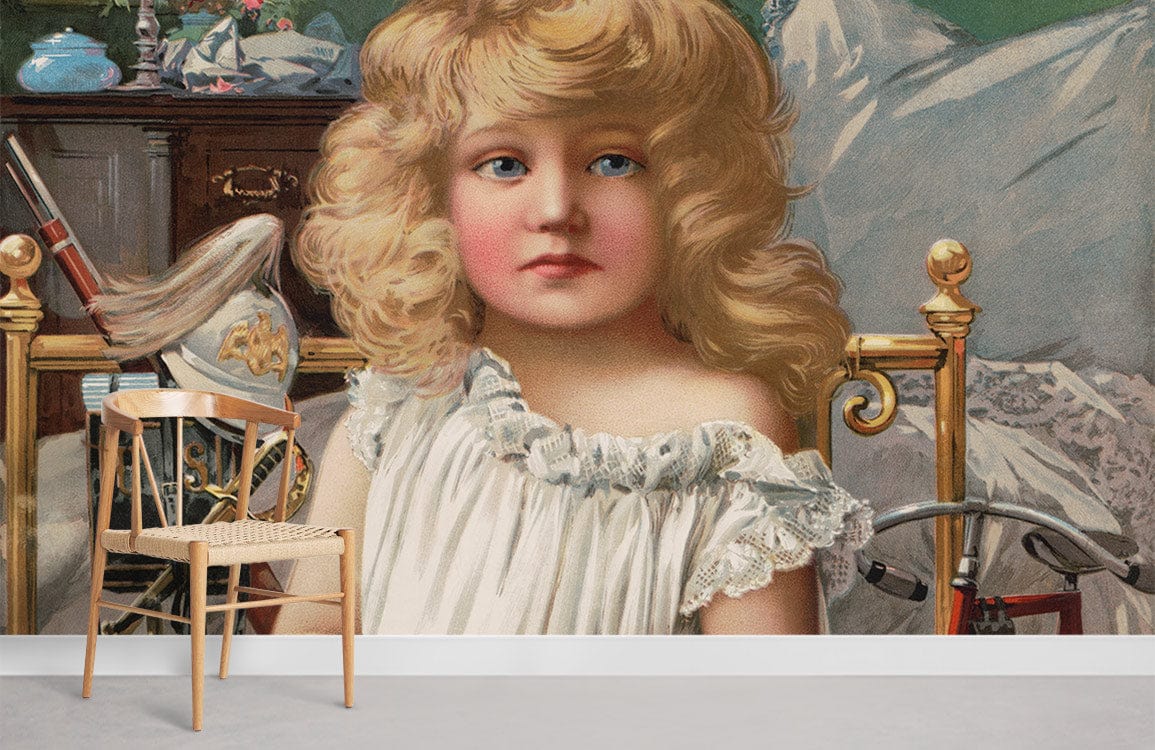 Vintage Victorian Girl Portrait Mural Wallpaper