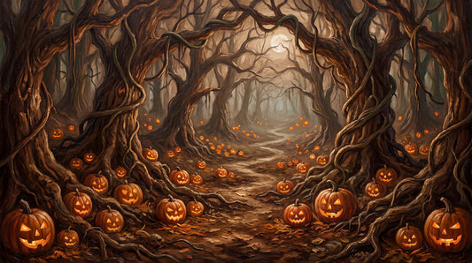Glowing Jack-O'-Lantern Forest Halloween Wallpaper Mural - image 2