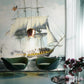 Nautical Ship Voyage Blue Mural Wallpaper