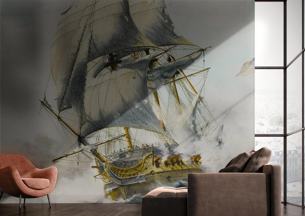 Vintage Nautical Ship Ocean Mural Wallpaper