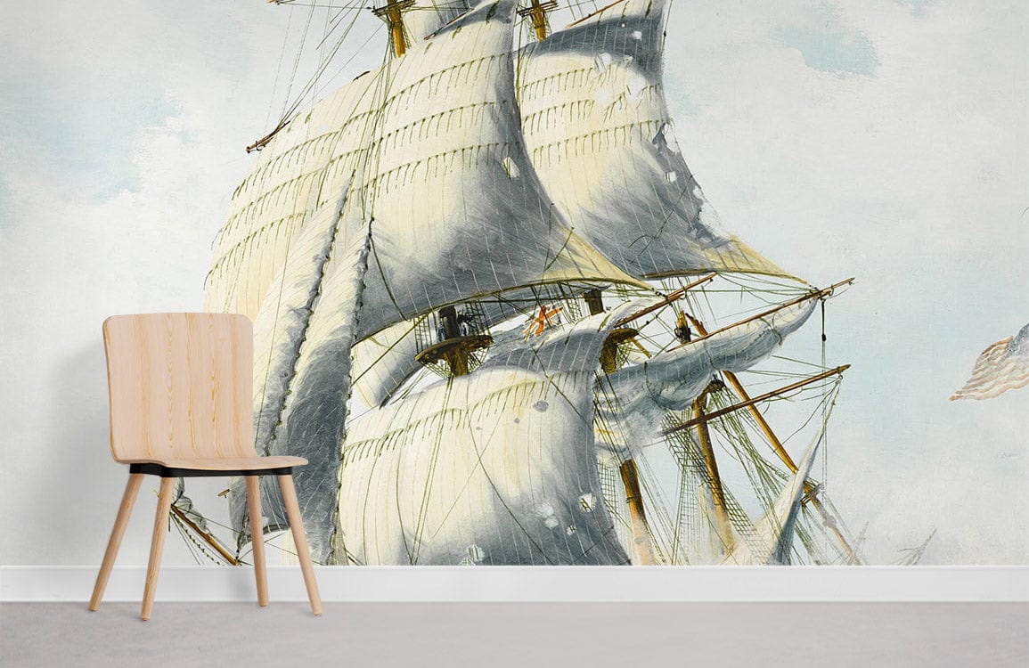 Vintage Nautical Ship Ocean Mural Wallpaper