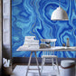 Abstract Blue Waves Geometric Mural Wallpaper