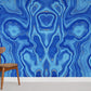 Abstract Blue Waves Geometric Mural Wallpaper